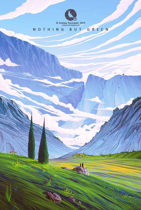 Andi Koroveshi, Andrea Koroveshi, غلاف الكتاب, Mountain Illustration, Landscape Concept, Landscape Illustration, Environment Concept Art, Environmental Art, Fantasy Landscape