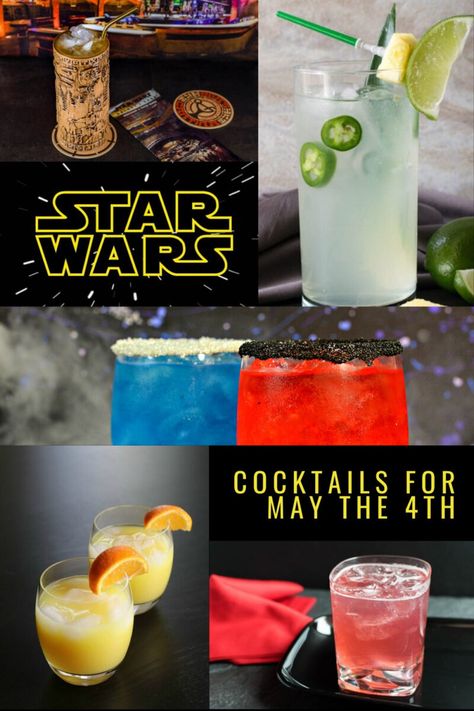 Grab your Star Wars friends and raise a glass to these yummy cocktail recipes inspired by Star Wars. Star Wars Cocktails, Star Wars Essen, Star Wars Themed Food, Star Wars Drinks, Star Wars Party Food, Star Wars Wedding Theme, Star Wars Food, Cocktail Names, Star Wars Watch