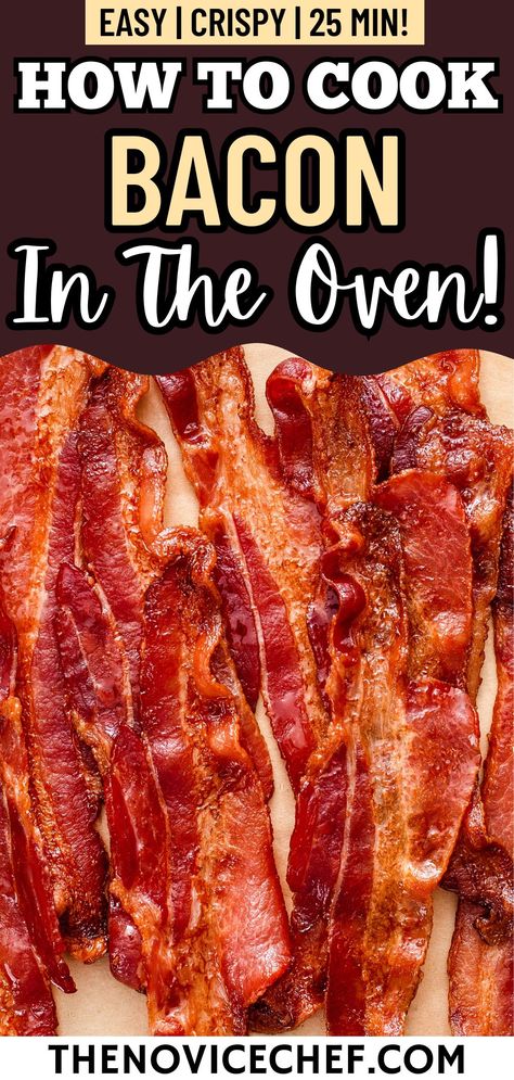 Making bacon in the oven is an effortless, mess-free way to make perfectly cooked bacon every time! Whether you like it extra crispy or slightly tender, here are two easy ways to cook bacon in the oven. How To Bake Bacon, Bacon In Oven, Bake Bacon, Oven Cooked Bacon, Cooking Turkey Bacon, Perfect Bacon, Oven Baked Bacon, Stay At Home Chef, Bacon In The Oven