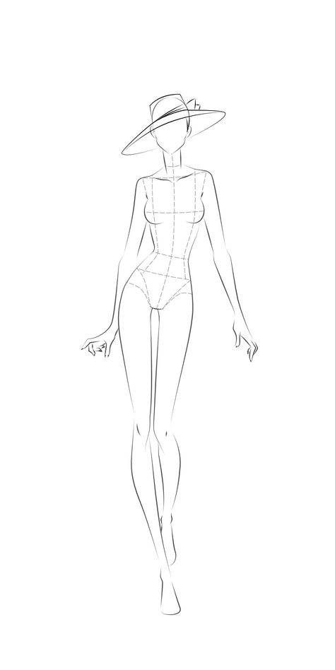 Fashion Body Sketch Front And Back, Fashion Figures Sketch, Fashion Model Outline, Croqui Poses Illustration, Poses Illustration Fashion, Maniquen Ideas Drawing, How To Draw A Fashion Model, Fashion Line Up Illustration, Model Figure Sketch Fashion Templates