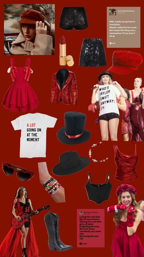 red taylor swift outfit inspo Red Taylor Swift Outfit, Taylor Swift Halloween Costume, Red Taylor Swift, Taylor Outfits, Taylor Swift Red, Taylor Swift Outfits, Aesthetic Outfit Ideas, Red Fits, Concert Fits