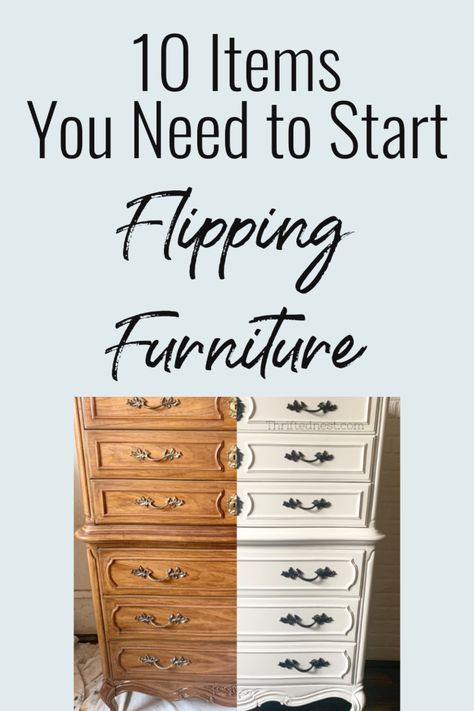 These 10 products will get you refinishing furniture in no time. Want to make profit flipping furniture? Here’s a beginners list of supplies to get you started chalk painting furniture. #chalkpaint #furnituremakeover #furnitureflip Restauration Hardware, Upcycled Furniture Before And After, Furniture Flipping Business, Diy Furniture Cheap, Upcycling Furniture, Furniture Flipping, Furniture Fix, Chalk Painting, Diy Furniture Hacks