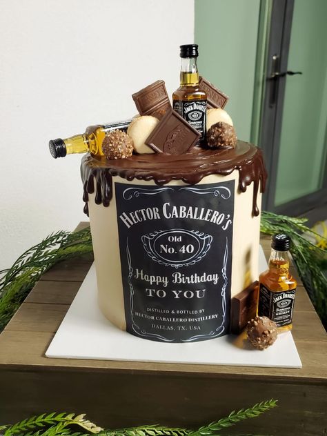 Cake With Whiskey Bottle, Age To Perfection Cake For Men, Aged To Perfection Cake, 40th Birthday Themes, Whiskey Cake, 60 Birthday, 50th Bday, 40th Birthday Cakes, Cowboy Birthday