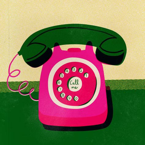 Call me on Behance Last Call Graphic, Retro Phone Illustration, Vintage Telephone Illustration, Retro Phone Drawing, Vintage Phone Illustration, Call Me Aesthetic, Old Phone Illustration, Phone Call Illustration, Calling Someone On The Phone