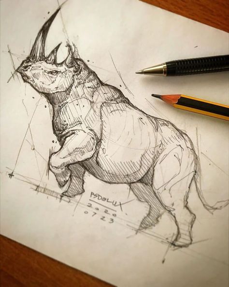 animal pencil and ink drawing Rhino Tattoos, Rhino Tattoo, Rhino Art, Animal Studies, Awesome Drawing, Abstract Sketches, Animal Drawings Sketches, Animal Reference, Gorgeous Tattoos