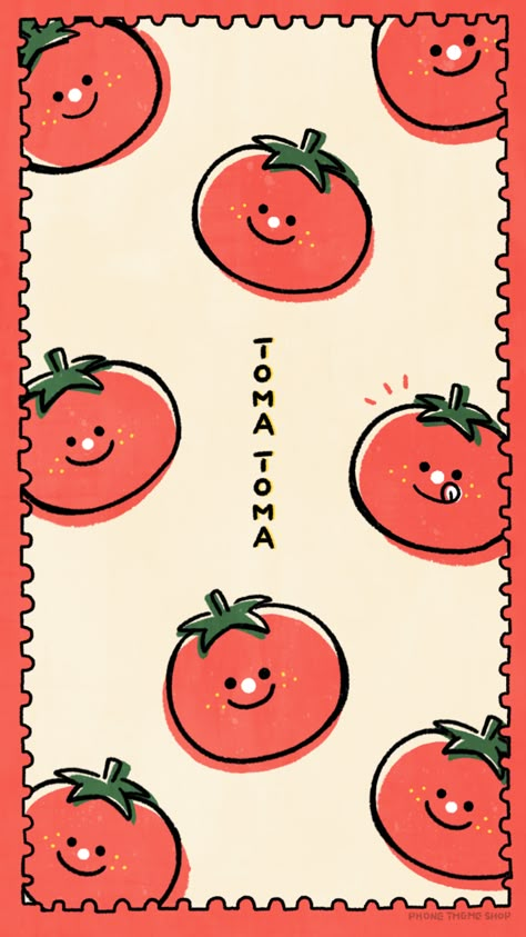 Tomato Wallpaper Iphone, Food Wallpapers Aesthetic, Tomato Aesthetic, Tomato Wallpaper, Tomato Illustration, Cocoppa Wallpaper, 강아지 그림, Food Wallpaper, Soft Wallpaper