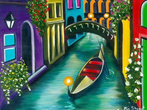 Venice Italy Painting Easy, Venice Painting Easy, Gondola Art, Art Ideas For Kids, Venice Art, Venice Painting, Italy Painting, Painting Easy, Easy Art Projects