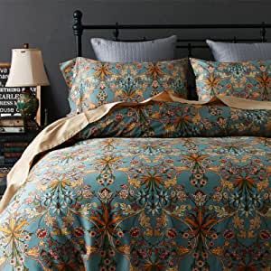 Duvet Cover Sets Bohemian Velvet, Boho Cotton Duvet Cover, Queen Duvet Cover Sets Overstock, Queen Duvet Cover With Shams, Boho Farmhouse Duvet Cover, Teal Boho Bed, Boho King Size Comforters, Beautiful Bedding Overstock, Hippy Bed Comforter