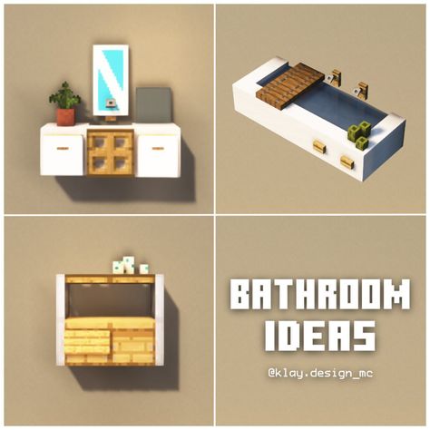 Cute Bedroom Ideas In Minecraft, Minecraft House Decorations Outside, Loft House Minecraft, Mc Bathroom Ideas, Minecraft Houses Bathroom, Cute Minecraft Bathroom Ideas, Laundry Room Minecraft, Small Minecraft Bathroom, Minecraft Studio Apartment