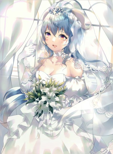 Anime Wedding Dress, Anime Wedding, Autumn Rain, Lily Flower, Cute Anime Character, Anime Images, A A, Wedding Designs, Genshin Impact