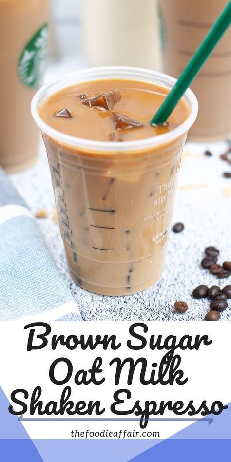 A cup of iced coffee. Low Calorie Espresso Drinks At Home, Low Sugar Coffee Drinks, Oat Milk Starbucks Drinks, Low Cal Coffee Drinks At Home, Sugar Free Coffee Drinks, Oat Milk Shaken Espresso Starbucks, Oatmilk Latte Recipe, Nespresso Drinks, Oat Milk Shaken Espresso