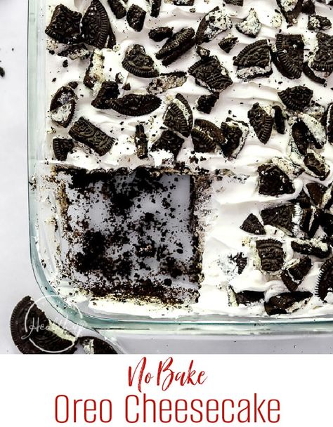 No Bake Oreo Cheesecake (Decadent, Easy Dessert) Oreo No Bake, No Bake Oreo Pie, Oreo Dessert Easy, Baked Oreo Cheesecake Recipe, No Bake Oreo Dessert, Easy Pudding Recipes, Oreo Cheesecake Recipes, No Bake Oreo Cheesecake, Vegetarian Cookies