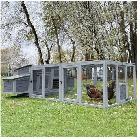 The Aivituvin Chicken Coop offers a spacious and secure haven for your poultry, accommodating 4-6 chickens or ducks. Crafted from durable outdoor-friendly wood, this large hen house is thoughtfully designed, measuring 103 inches in length. It features two nesting boxes for egg-laying convenience, ensuring a comfortable living space for your feathered companions. With a focus on both functionality and safety, this poultry cage provides ample room for your birds to move around, making it an ideal Roosting Bars, Automatic Chicken Door, Goat Shelter, Wooden Chicken, Chicken Home, Poultry Cage, Roof Edge, Chicken Coop Run, Ventilation Design