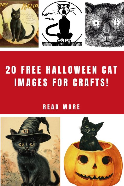 20 Halloween Cat Clipart (Black Cats)! - The Graphics Fairy Vintage Halloween Diy Craft Projects, Vintage Halloween Crafts Diy, Vintage Halloween Decorations Diy, Cat Decorations Diy, Black Cat Decorations, Free Halloween Pictures, Vintage Halloween Diy, Halloween Cat Clipart, Vintage Halloween Crafts