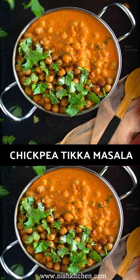 CHICKPEA TIKKA MASALA Chickpea Tikka Masala Recipe, Chickpea Tikka Masala, Tikka Masala Vegetarian, Chickpea Masala, Masala Kitchen, Tikka Masala Sauce, Ms Diet, Chickpea Curry Recipe, Chickpea Coconut Curry