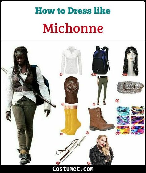 Michonne (The Walking Dead) Costume for Cosplay & Halloween 2021 Michonne Outfits Twd, Michonne Twd Outfit, The Walking Dead Halloween Costumes, Michonne Outfit, Twd Halloween Costumes, The Walking Dead Costumes, Michonne Cosplay, Michonne Costume, The Walking Dead Outfits