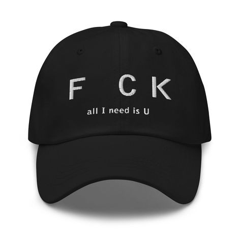 This "F CK all I need is U" quote is embroidered on an adjustable Unisex 6-panel Twill Baseball Cap. The 100% cotton baseball hat is perfect for everyday use. An outfit paired with a dad hat just hits different. A truly classic item that serves a fresh look any time of the day. * 100% chino cotton twill * Green Camo color is 35% chino cotton twill, 65% polyester * Unstructured, 6-panel, low-profile * 6 embroidered eyelets * 3 ⅛" (7.6 cm) crown * Adjustable strap with antique buckle Sarcastic Clothing, Fast And Furious Actors, John Boy, Funny T Shirt Sayings, Men's Baseball Cap, Funny Hats, Baseball Caps Mens, Funny Outfits, Camo Colors