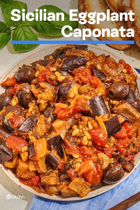 Eggplant is the star of caponata, a stewed eggplant and tomato dish that hails from Sicily. Being such a classic dish, the internet is full of varieties and spins, but this recipe highlights how simple it can be to create a perfect. #siciliancooking #sicilianeggplantcaponata #eggplantcaponata #eggplantcaponatarecipe Eggplant Carbonara Recipe, Eggplant And Cherry Tomato Recipes, Caponata Recipe Eggplant, Eggplant Compote, Eggplant Tomato Recipes, Eggplant And Tomato Recipes, Eggplant Tomato Pie Recipe, Stewed Eggplant, Italian Vegetarian Recipes