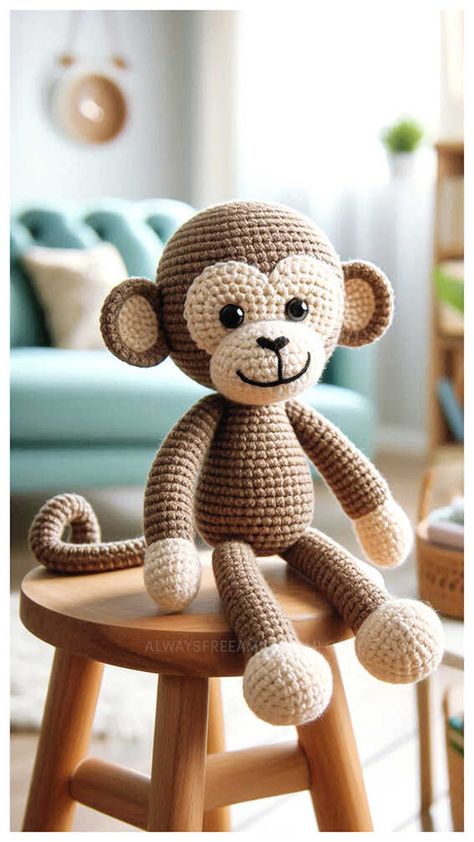 Crochet Stuffed Monkey Free Patterns, Monkey Doll Pattern, Crochet Amigurumi Monkey, Animal Free Crochet Pattern, Free Monkey Crochet Pattern, Amigurumi Monkey Free Pattern, Monkey Crochet Pattern Free, Crochet Monkey Pattern Free, Monkey Amigurumi Free Pattern