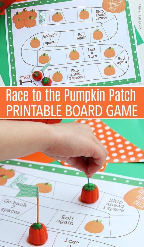 Be the first to make it to the pumpkin patch with this fun free printable board game! Perfect for all ages, this pumpkin themed board game is perfect for Fall parties, pumpkin preschool theme, Halloween games, and so much more! Board Game Printable, Pumpkin Preschool, Pumpkin Board, Pumpkin Crafts Preschool, Printable Board Game, Pumpkins Preschool, Pumpkin Unit, Pumpkin Games, Thanksgiving Games For Kids