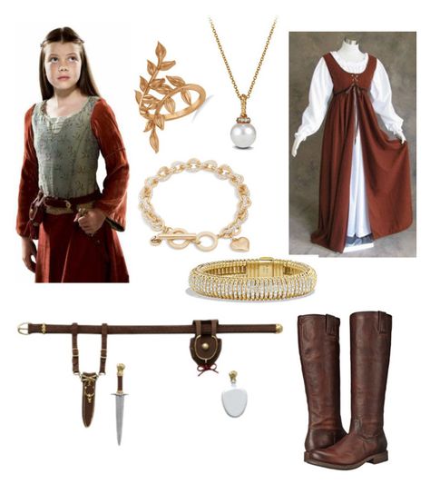 Lucy Pevensie (The Chronicles of Narnia) by getsherlock on Polyvore featuring polyvore fashion style Frye David Yurman Vera Bradley Allurez clothing Narnia Lucy Costume, Narnia Costumes Lucy, Lucy Pevensie Cosplay, Chronicles Of Narnia Halloween Costumes, Lucy Pevensie Outfit, Lucy Pevensie Costume, Narnia Inspired Outfits, Narnia Clothes, Narnia Fashion