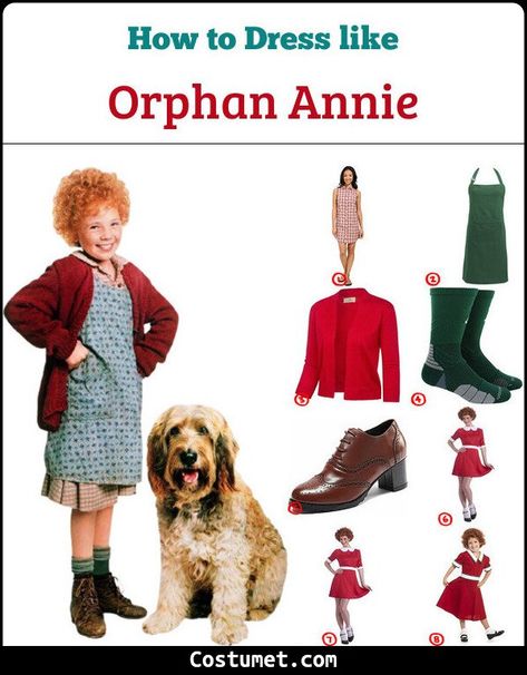 Orphan Annie Costume for Cosplay & Halloween 2021 Orphan Annie Costume Diy, Annie Costumes Orphan, Annie Costumes Diy, Orphan Costume Diy, Annie Orphan Costume Ideas, Mythical Costumes, Annie Halloween Costume, Orphan Annie Costume, Orphan Costume