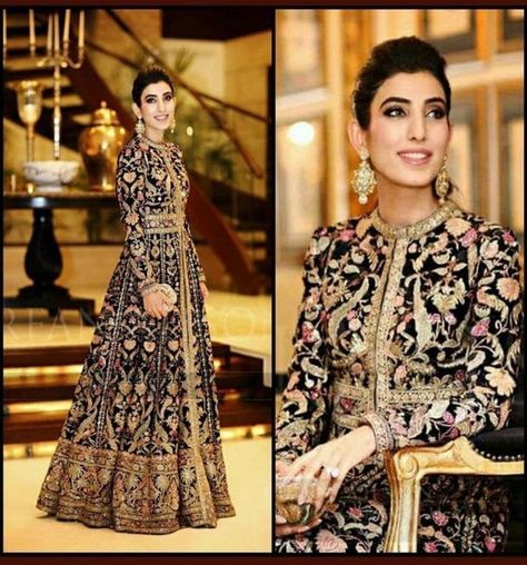 Silk Kaftan Gowns, Black Anarkali Dress, Pakistani Maxi Dresses, Black Wedding Gowns, Kaftan Gown, Fancy Gowns, Mode Abaya, Indian Gowns Dresses, Maria B