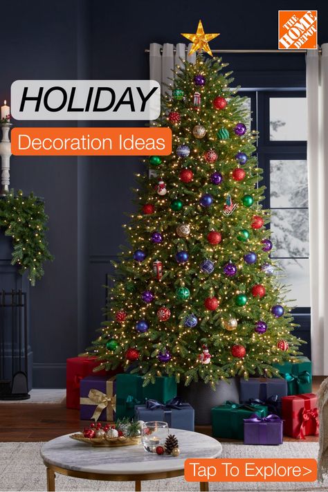 Whether you're a fan of cozy cottage charm or sleek modern aesthetics, there are endless holiday decor possibilities to suit your personal style. With The Home Depot as your go-to source for Christmas decorations, finding the perfect pieces to complement your year-round home decor is a breeze. From traditional red and green accents to elegant metallic hues, you'll discover a wide array of options that will make your rooms come alive with holiday spirit at The Home Depot. Tap to shop. Decor Ideas For Christmas, Silver Garland, Simple Holiday Decor, Pretty Christmas Decorations, Tree Inspiration, Plaid Christmas Decor, Rustic Holiday Decor, For Christmas Decorations, Christmas Accents