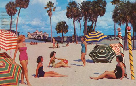 50's Sun Bathing on Spa Beach - St. Petersburg, Florida | by The Cardboard America Archives 50s Beach, Typography Images, Swimsuit Beach, St Petersburg Fl, St Petersburg Florida, Women Swimsuit, Seaside Beach, Vintage Florida, Old Florida