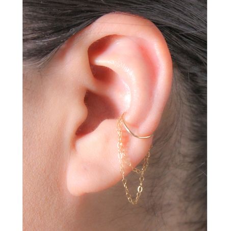 Earring Cuff Chain, Conch Hoop, Cuff Earring, Conch Earring, Ear Cuff Earings, Piercing Ideas, Conch Piercing, Minimal Jewelry, Gold Filled Earrings