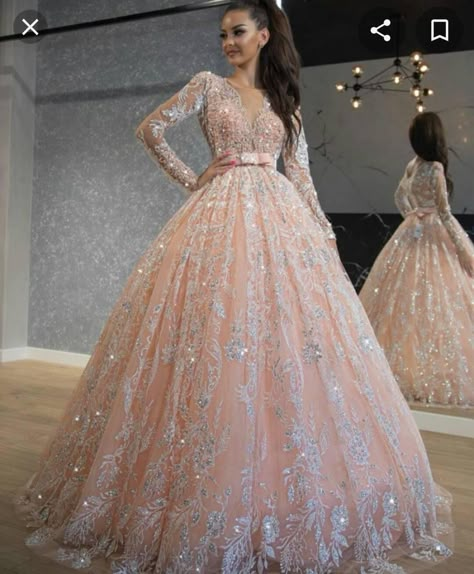 Light Pink Prom Dress Long, Sweet 16 Dresses Long, Prom Dresses With Long Sleeves, Pink Quinceanera Dresses, Light Pink Prom Dress, Pink Quinceanera, Dresses With Long Sleeves, Long Sleeve Ball Gowns, Prom Dresses Long Pink