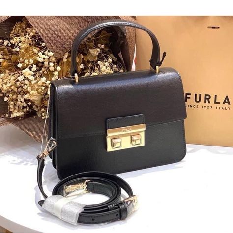 Brand New With Tag Super Cute And Beautiful From Furla Leather Sachel, Red Leather Bag, Furla Bags, Patent Leather Bag, Croc Leather, Small Backpack, Satchel Purse, Satchel Handbags, Black Patent Leather