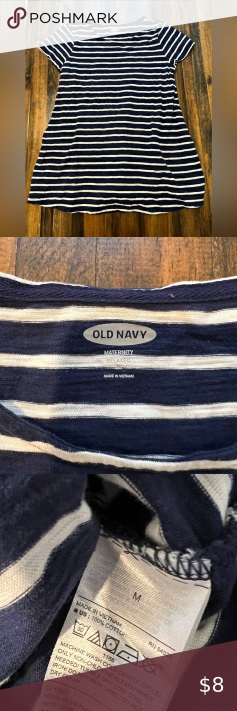 Old Navy Women’s Navy & White Striped 100% Cotton Maternity Tee Size M NWOT