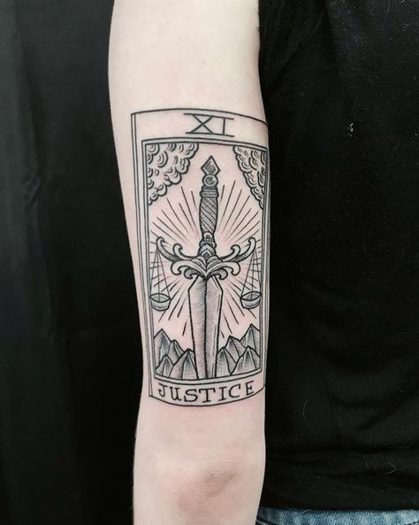 Justice Tarot Card Tattoo Justice Tarot Card Tattoo Design, Justice Tattoo Tarot, Tarot Card Justice Tattoo, Justice Card Tattoo, Justice Tarot Tattoo, Justice Tarot Card Tattoo, Justice Tarot Card Art, Tarot Card Justice, Tattoos Tarot