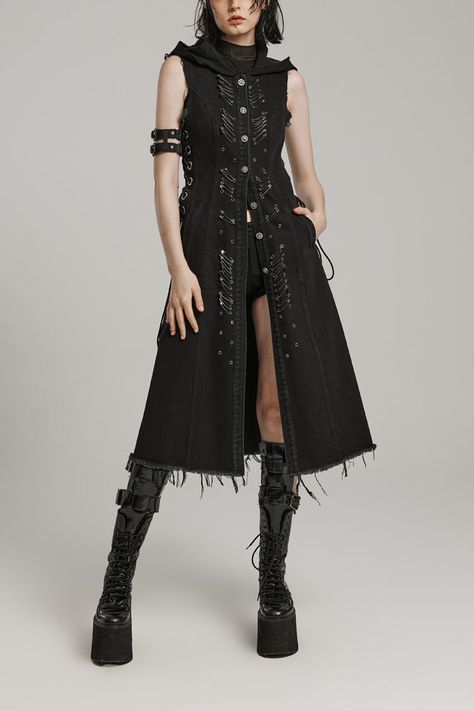 Fabric: Polyester, Cotton Color: Black Sleeve Length: Sleeveless Style: Steampunk Clothing Type: Vest Include: Vest*1 (Any of the accessory is not included.) Size(IN) Length Bust Waist Shoulder Across Hem XS 45.28 33.86 29.92 14.17 61.42 S 45.67 35.83 31.89 14.69 63.39 M 46.06 37.80 33.86 15.20 65.35 L 46.46 39.76 35.83 15.71 67.32 XL 46.85 41.73 37.80 16.22 69.29 2XL 47.24 43.70 39.76 16.73 71.26 3XL 47.64 45.67 41.73 17.24 73.23 4XL 48.03 47.64 43.70 17.76 75.20 Size(CM) Length Bust Waist Shoulder Across Hem XS 115 86 76 36 156 S 116 91 81 37.3 161 M 117 96 86 38.6 166 L 118 101 91 39.9 171 XL 119 106 96 41.2 176 2XL 120 111 101 42.5 181 3XL 121 116 106 43.8 186 4XL 122 121 111 45.1 191 Assassin Clothes Women, Gothic Dystopia, Unique Vests, Modern Fantasy Clothing, Necromancer Outfit, Modern Steampunk Fashion, Assassin Clothing, Steampunk Outfits Women, Steampunk Medieval