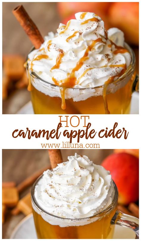 All the best fall flavors come together in this Hot Caramel Apple Cider. It tastes just like Starbuck's Caramel Apple Spice! #caramelapplecider #applecider #caramelapple #cider #falldrinks Best Cider Recipe, Apple Recipes Drinks, Fall Crockpot Drinks, Fall Warm Drinks, Hot Caramel Apple Cider Recipe, Fall Drinks Nonalcoholic, Hot Caramel Apple Cider, Starbucks Caramel Apple Spice, Caramel Apple Cider Recipe