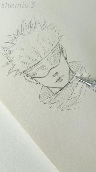 Gojo Sketch Aesthetic, Pencil Art Anime Sketch, Anime Sketching Tutorial, Anime Sketches Tutorial, Easy Anime Drawings Tutorials, Sketch Drawing Video, Easy Gojo Sketch, Drawing Of Gojo Satoru, Gojo Face Drawing