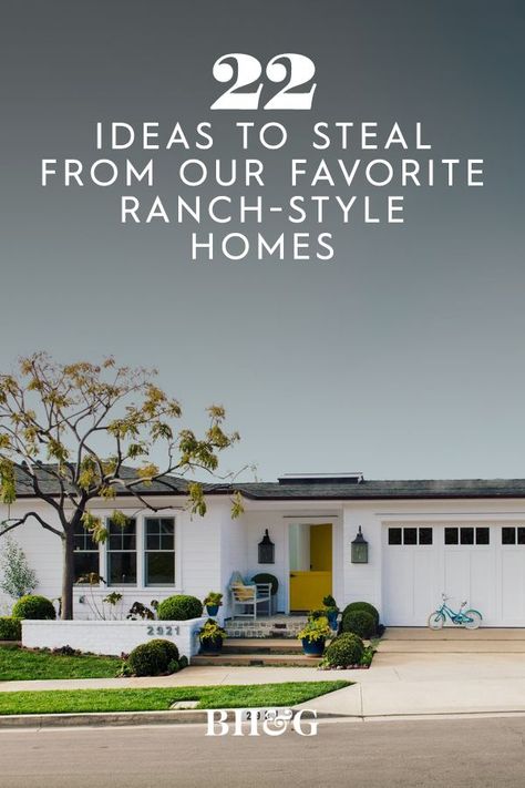 70 Ranch House Exterior, Modernize Ranch House Exterior, Florida Ranch Home Exterior, 1950 Exterior House Colors, White Siding Exterior Ranch Style, Ranch Home Exterior Ideas, Ranch Bungalow Exterior Makeover, 50s House Exterior Paint Colors, Outside House Paint Colors Ideas Ranch