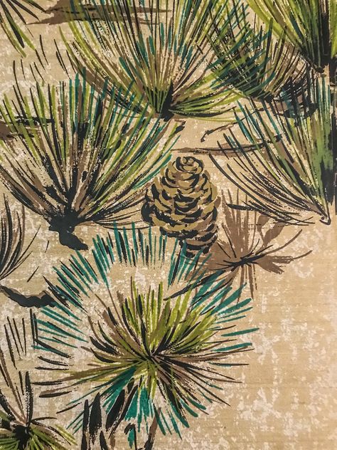 Pine Needles Wallpaper, Pine Tree Aesthetic, Tree Archway, Pine Tree Wallpaper, Forest Reference, Decorative Walls, Pine Tree Art, Painted Wallpaper, Pine Cone Art