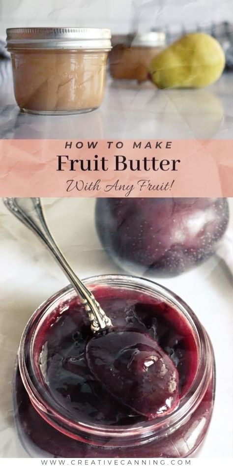 Canning Fruit Butters, Diy Fruit Preserves, Fruit Butters Recipes, Fruit Butter Recipes, Fruit Preserves Recipe, Homemade Apple Butter Recipe, Simple Canning, Pear Butter Recipe, Canning Fruit Recipes