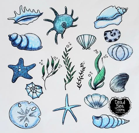 Ocean Theme Doodles, Ocean Theme Journal Ideas, Ocean Aesthetic Drawing Easy, Cartoon Sea Animals Drawing, Ocean Drawings Aesthetic, Sea Journal Ideas, Ocean Themed Stickers, Ocean Themed Sketches, Bujo Sea Theme