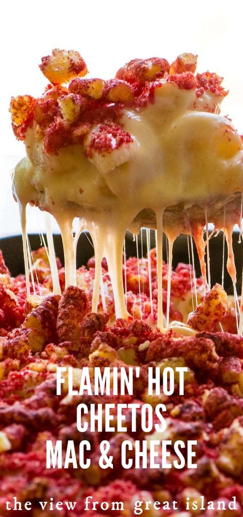 Flamin' Hot Cheetos Macaroni and Cheese ~ a 30 minute meal just crazy enough to be insanely delicious! #30minutemeal #macaroni #pasta #dinner #easy #recipe #casserole #skillet Flamin Hot Mac And Cheese, Cheeto Casserole, Recipes With Flaming Hot Cheetos, Recipes With Hot Cheetos, Cheetos Recipe Ideas, Flamin Hot Cheetos Recipe, Flaming Hot Cheetos Recipe, Hot Cheeto Mac And Cheese, Hot Cheetos Mac And Cheese