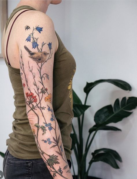 Flowers And Spider Tattoo, Botany Tattoo Sleeve, Tattoo Planning, Forearm Cover Up Tattoos, Tat Inspiration, Polish Tattoos, Piece Tattoo, Tattoos To Cover Scars, Feminine Tattoo Sleeves