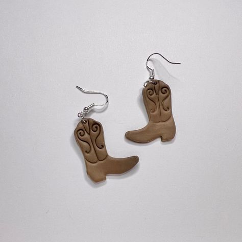 Cowboy Boot Clay Earrings | Western Style Earrings | Polymer Clay Air Dry Clay Cowboy Boot, Polymer Clay Cowboy Boots, Cowboy Clay Earrings, Polymer Clay Cowboy Hat, Clay Cowboy Boot, Cowboy Earrings, Cowboy Boot Earrings, Boot Earrings, Earrings Western