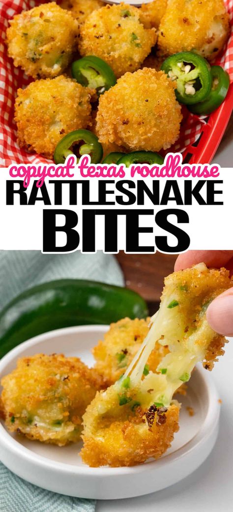 Best Jalapeno Recipes, Rattlesnake Bites Texas Roadhouse Air Fryer, Copycat Rattlesnake Bites, Appetizer Copycat Recipes, Jalapeno Cheese Sticks, Air Fryer Rattlesnake Bites, Bisquick Recipes Appetizers, Stuffed Jalepeno Recipes, Texas Road House Rattle Snake Bits