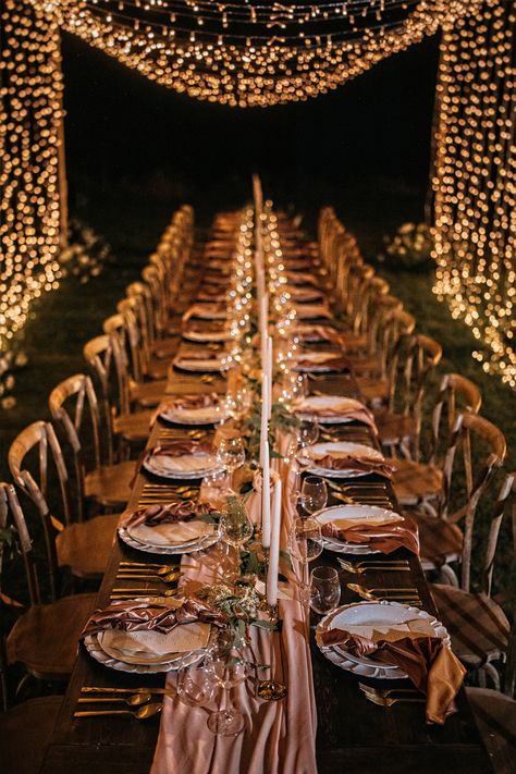 Big Indian Wedding, Long Table Wedding, Wedding Reception Lighting, Intimate Wedding Reception, Backyard Reception, Outdoor Dinner, Small Intimate Wedding, Long Table, Wedding Dinner