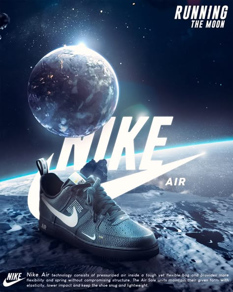 create a nike air shoe in moon Shoes Banner Design Ideas, Nike Poster Design, Moon Shoes, Nike Poster, Nike Ad, Cool Nikes, Shoe Poster, Sneaker Posters, Futuristic Shoes