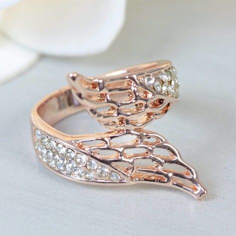 Angel Wings Ring in Rose Gold at lisaangel.co.uk Rings For Women Unique, Angel Wings Ring, Wings Ring, Angel Wing Ring, Angel Wings Jewelry, Ladies Rings, Fashion Angels, Silver Angel Wings, Women's Rings