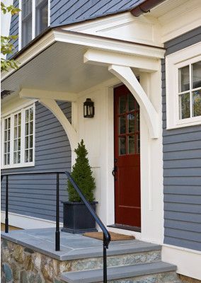 Ever Been Penny Wise-Pound Foolish in Your Home Improvements? Mudroom Entrance Exterior, Cottage Deck, Cottage Addition, Front Portico, Front Door Overhang, Porch Renovation, Decks Ideas, Front Door Awning, Door Overhang