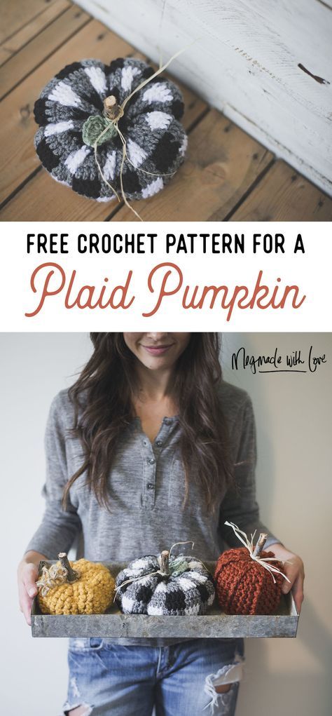 plaid pumpkin crochet Crochet Thanksgiving, Crocheted Pumpkins, Pumpkin Crochet, Crochet Pumpkins, Plaid Pumpkin, Fall Crochet Patterns, Fall Crochet, Winter Crochet, Crochet Halloween